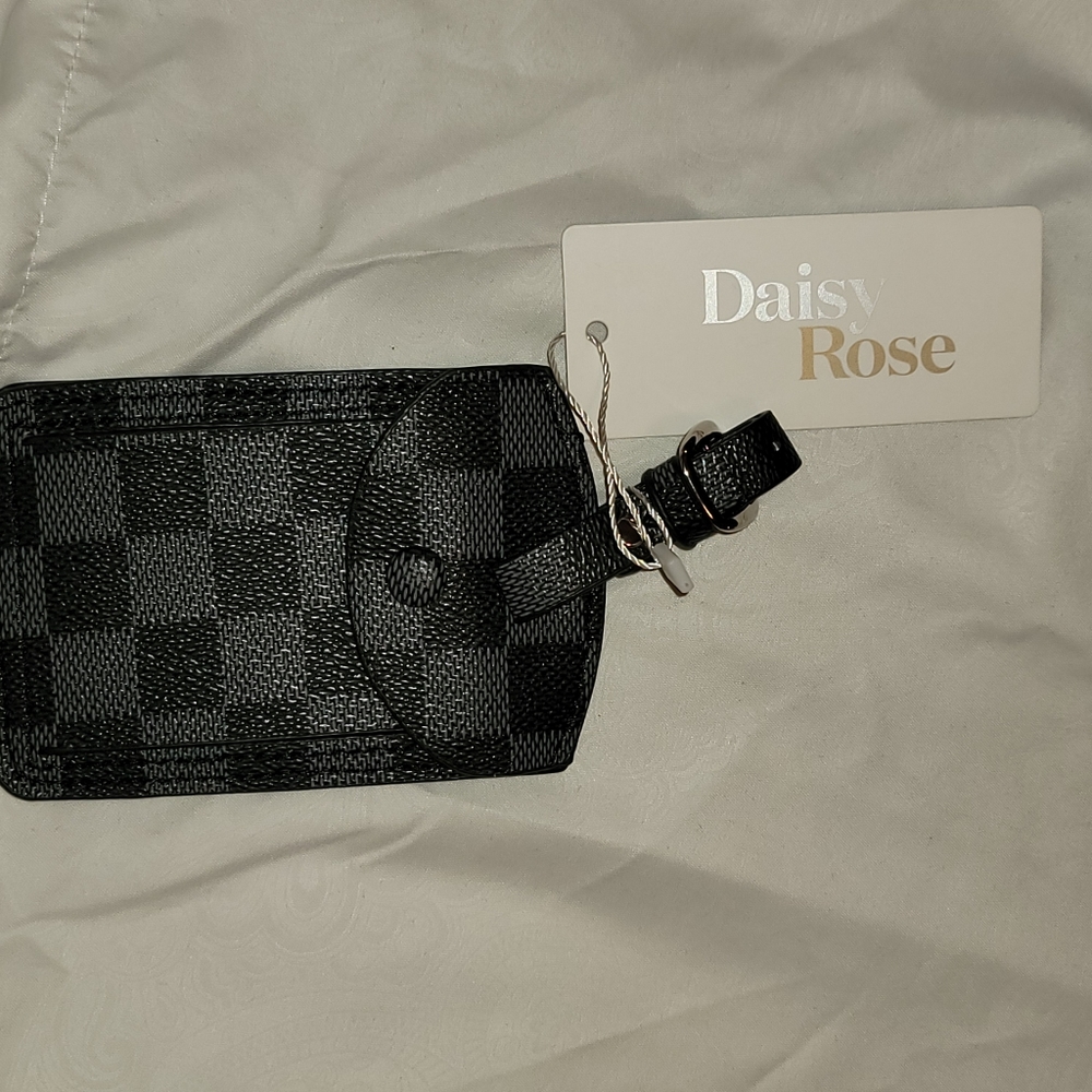 DAISY ROSE Black Checkered Luggage Tag
